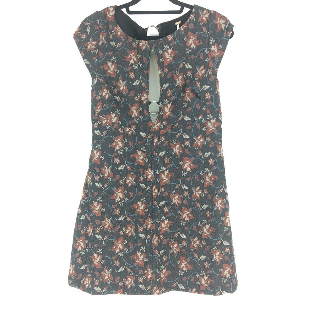 Free People Black Floral Dress W/ Key Hole